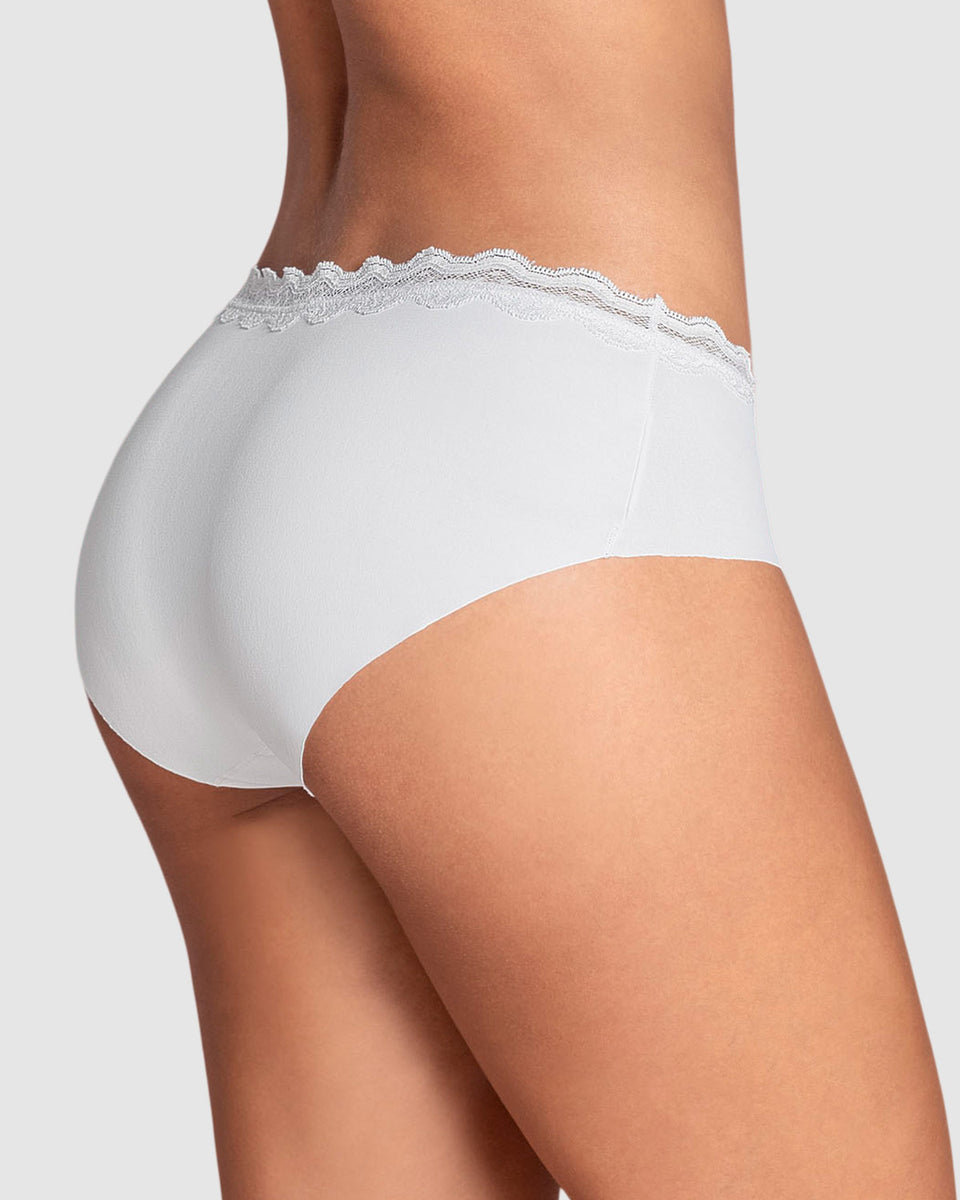 Bloomer hípster con encaje en cintura tiro medio