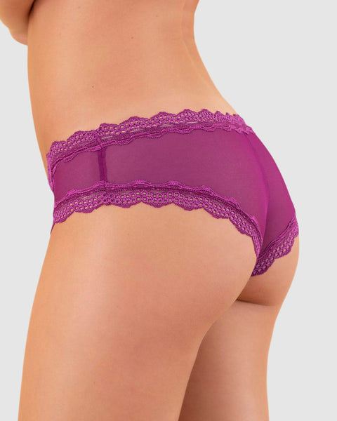 Bloomer cachetero en tul con toques de encaje suave al tacto#color_425-morado-oscuro