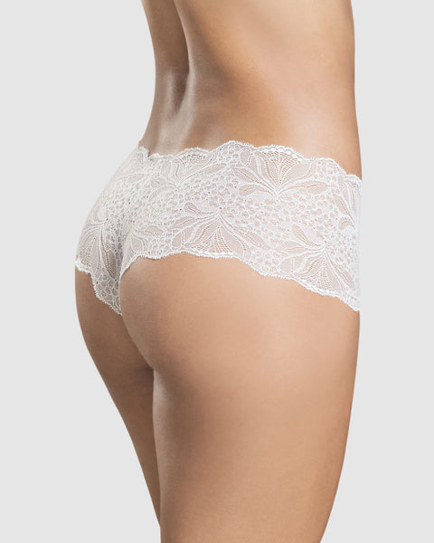 Bloomer estilo cachetero elaborado en encaje#color_000-blanco