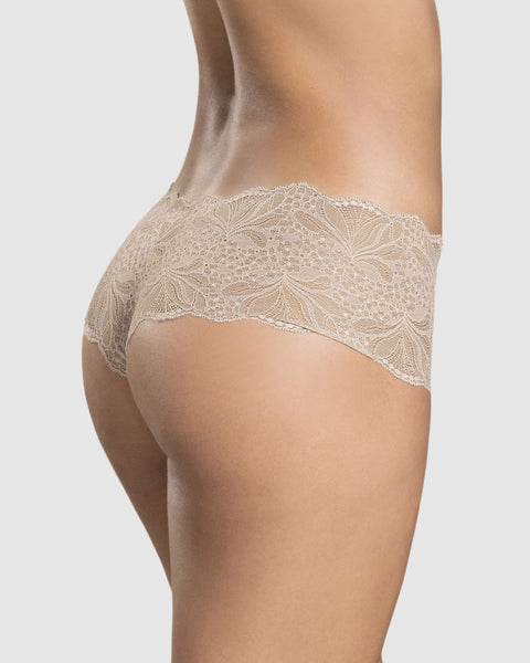 Bloomer estilo cachetero elaborado en encaje#color_802-cafe-claro