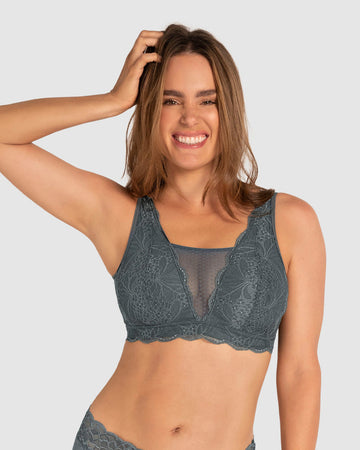 Bralette multiusos Sexy Siempre en encaje ideal para prótesis de mastectomía#color_706-gris-oscuro