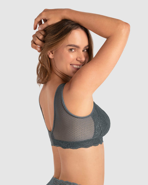 Bralette multiusos Sexy Siempre en encaje ideal para prótesis de mastectomía#color_706-gris-oscuro