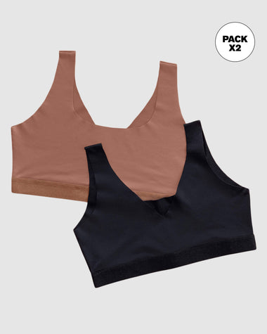 Paquete x 2 tops invisibles doble escote#color_s03-cafe-medio-negro