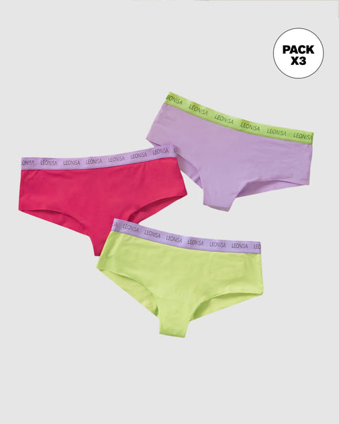 Bloomers cacheteros paquete x 3 ultracómodos#color_s04-fucsia-verde-lila