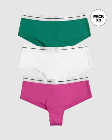 Bloomers cacheteros paquete x 3 ultracómodos#color_s09-verde-fucsia-blanco