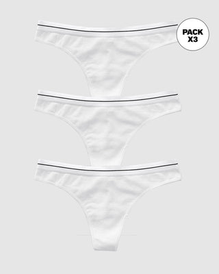 Paquete x3 brasileras en algodón con elástico suave en cintura#color_000-blanco