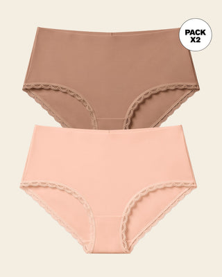Paquete x 2 bloomers cacheteros, sin elásticos en cintura#color_s02-durazno-cafe-medio