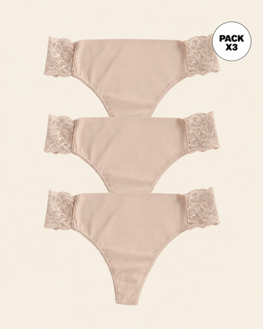 Paquete x3 brasileras invisible con toques de encaje en laterales#color_802-cafe-claro