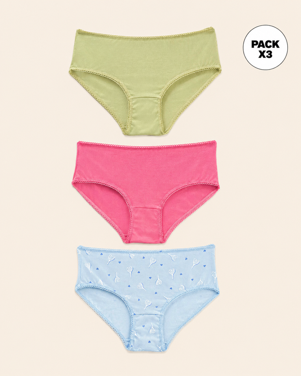 Paquete x3 bloomer clásico para niña