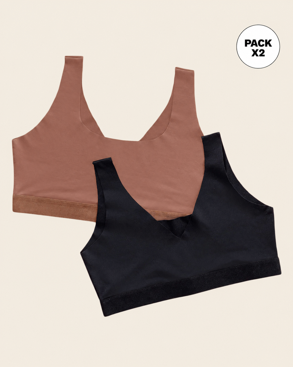 Paquete x 2 tops invisibles doble escote