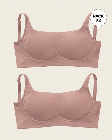 Paquete x2 brasieres sin arco ultracómodo de alto soporte y cubrimiento everyday bra#color_281-palo-de-rosa