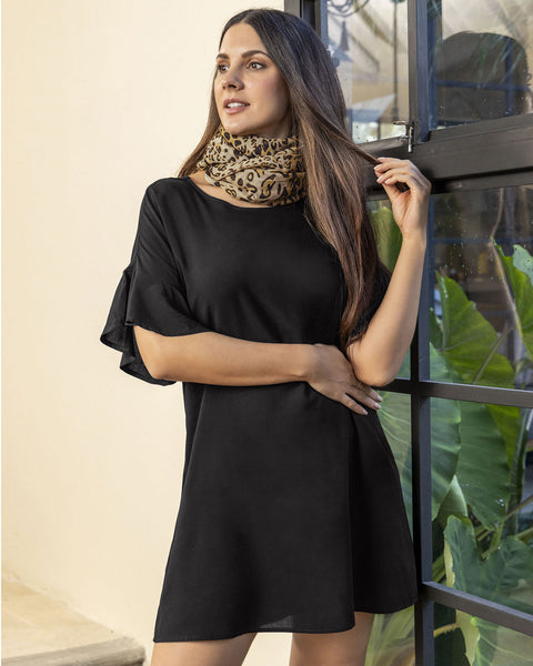 Vestido corto con boleros en mangas#color_700-negro