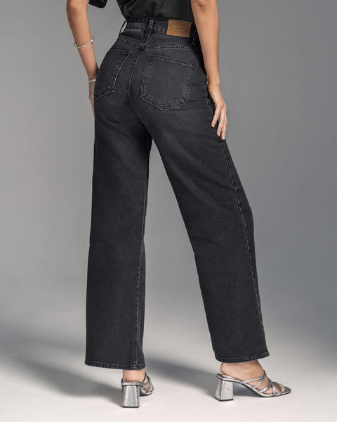 Jean ruedo amplio con detalle de piedras#color_700-negro