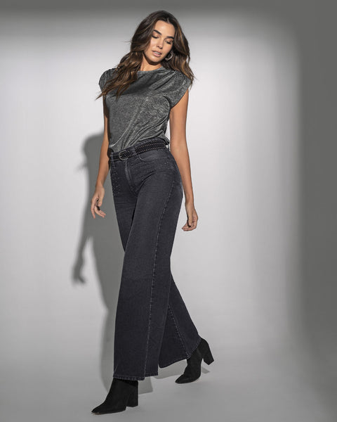 Jean ruedo amplio con detalle de piedras#color_700-negro