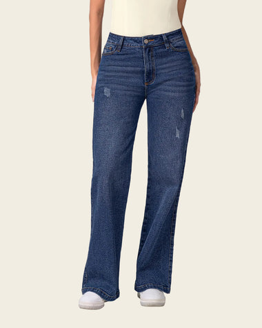 Jean ruedo ancho esencial para mujer#color_024-azul-oscuro