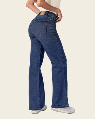 Jean ruedo ancho esencial para mujer#color_024-azul-oscuro