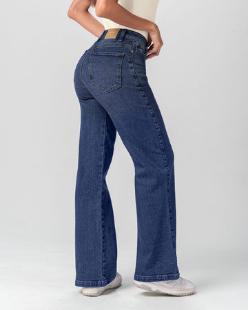 Jean ruedo ancho esencial para mujer#color_024-azul-oscuro