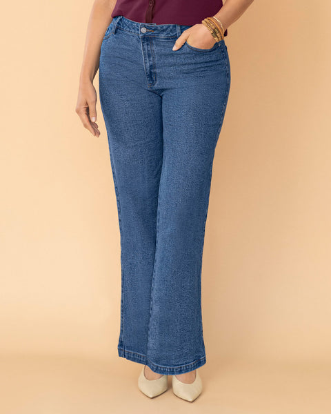Jean ruedo ancho esencial para mujer#color_052-azul-medio