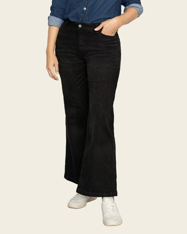 Jean ruedo ancho esencial para mujer#color_700-negro