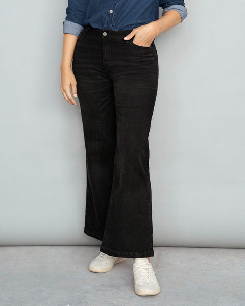 Jean ruedo ancho esencial para mujer#color_700-negro