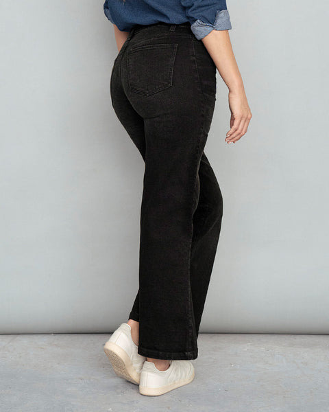 Jean ruedo ancho esencial para mujer#color_700-negro