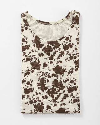 Blusa manga corta estampada silueta semiajustada para mujer#color_119-fondo-marfil-estampado