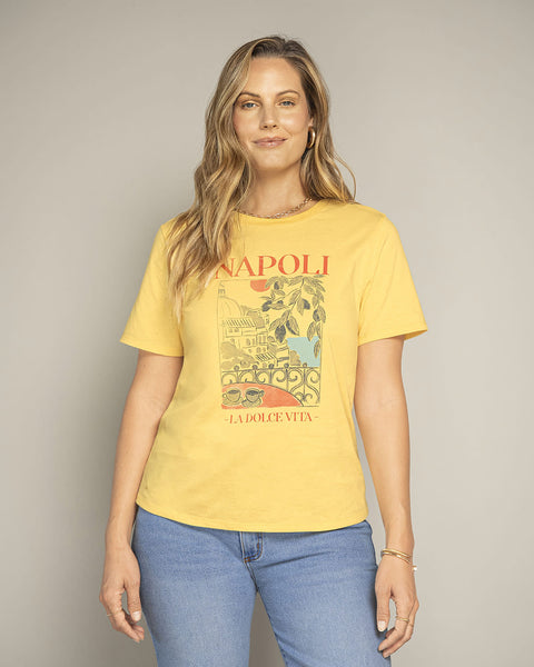 Blusa manga corta con mensaje en el frente#color_107-amarillo