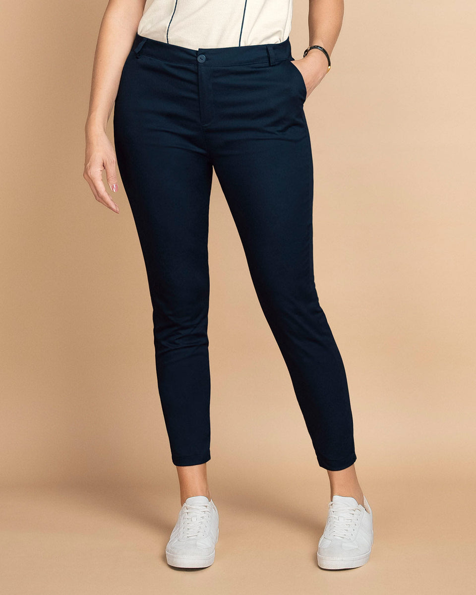 Pantalón skinny de tiro medio con bolsillos delanteros funcionales