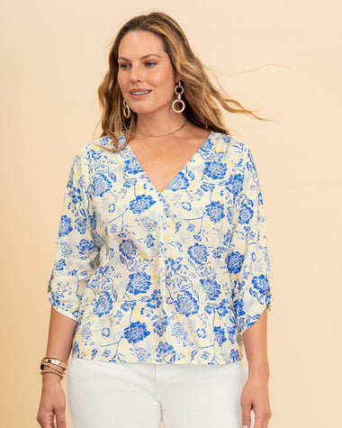 Blusa manga 3/4 con charretera no funcional#color_088-flores