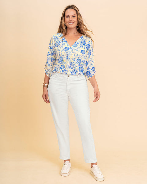 Blusa manga 3/4 con charretera no funcional#color_088-flores