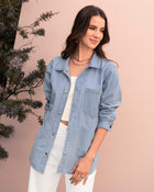 Chaqueta manga larga oversized con cuello camisero