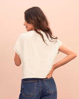 Blusa manga corta con escote en v y anudado en frente#color_018-marfil