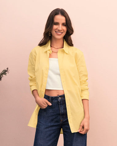 Blusa manga larga oversize con perilla funcional#color_106-amarillo