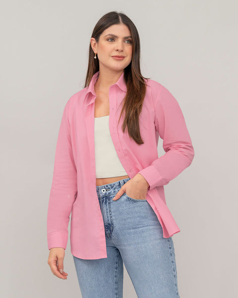 Blusa manga larga oversize con perilla funcional#color_301-rosado