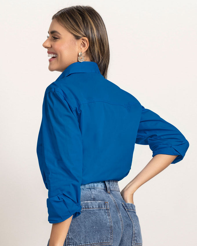 Blusa manga larga oversize con perilla funcional#color_464-azul