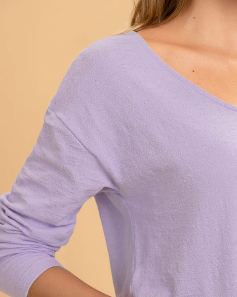 Blusa manga larga con cuello en V#color_424-lila