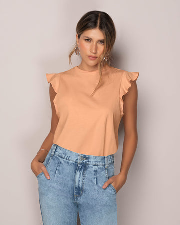 Blusa sin mangas con cuello alto y boleros#color_215-mandarina