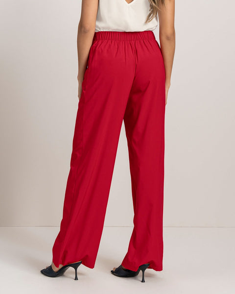 Pantalón tiro alto con prenses en frente y bolsillos funcionales#color_302-rojo