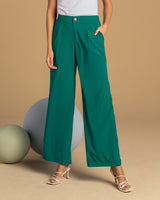 Pantalón tiro alto con prenses en frente y bolsillos funcionales#color_601-verde