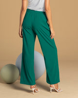 Pantalón tiro alto con prenses en frente y bolsillos funcionales#color_601-verde