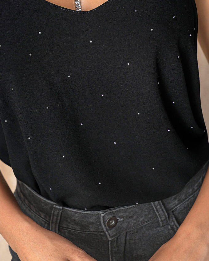Blusa de tiritas con detalles con brillo#color_700-negro