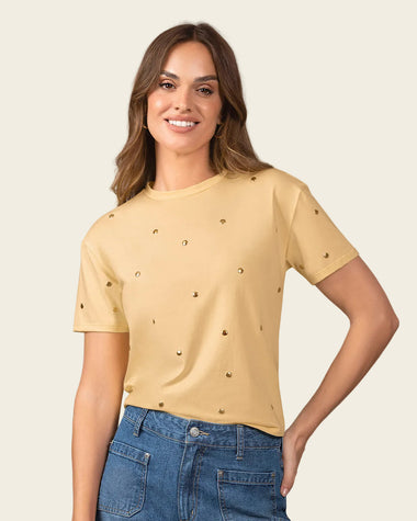 Blusa manga corta con detalles con brillo#color_c17-amarillo