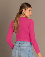 Blusa básica cuello redondo manga larga#color_313-rosado