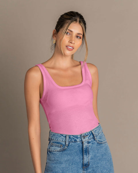 Blusa sin mangas con cuello en U y espalda descubierta#color_301-rosado