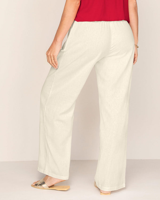 Pantalón con elástico en cintura y bolsillos laterales funcionales#color_018-marfil