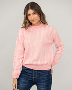 Suéter manga larga tejido con cuello en rib