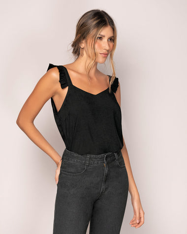 Blusa de tiritas cuello en Vy escote profundo en espalda#color_700-negro