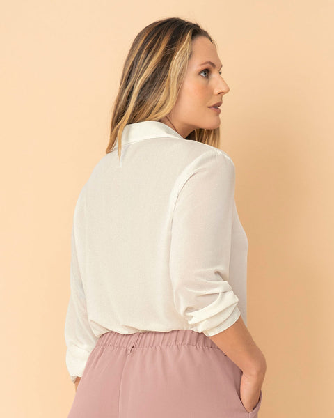 Blusa manga larga elaborada en tela con transparencia#color_018-marfil