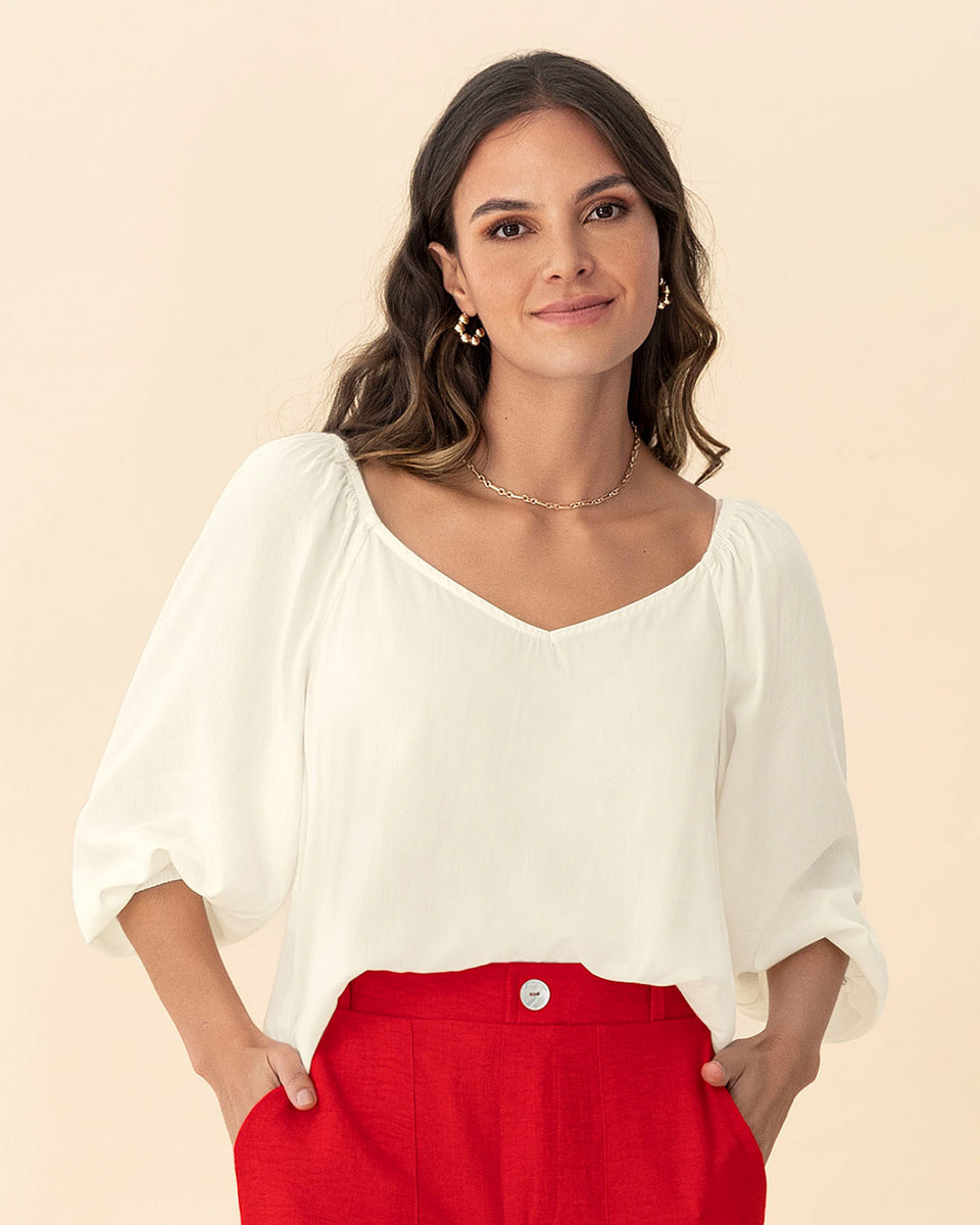 Blusa manga 3/4 de escote en V