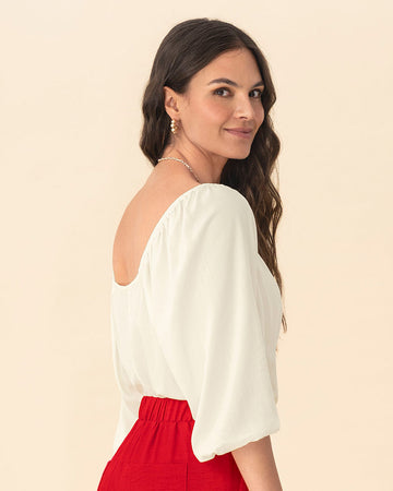 Blusa manga 3/4 de escote en V#color_018-marfil